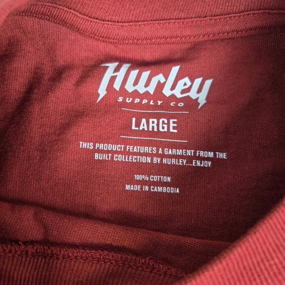 Hurley Supply Co Mens‎ Large Red Relaxed Fit Cotton T Shirt Built Collection - Picture 5 of 8